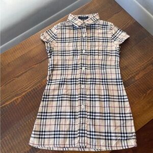 Dress button down 8T Burberry short sleeves beige